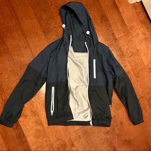 Navy and black windbreaker hoodie Small Womens